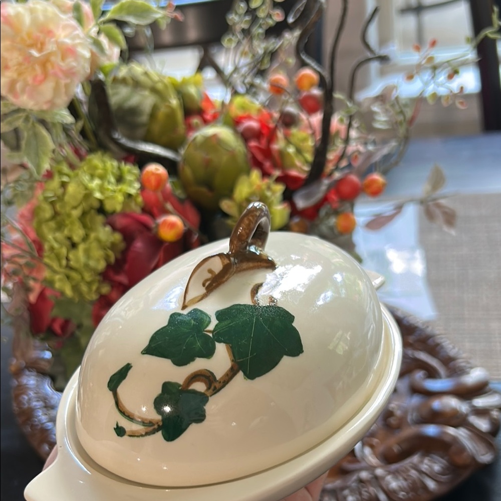 Poppytrail by Metlox California Ivy pattern, vintage covered butter dish